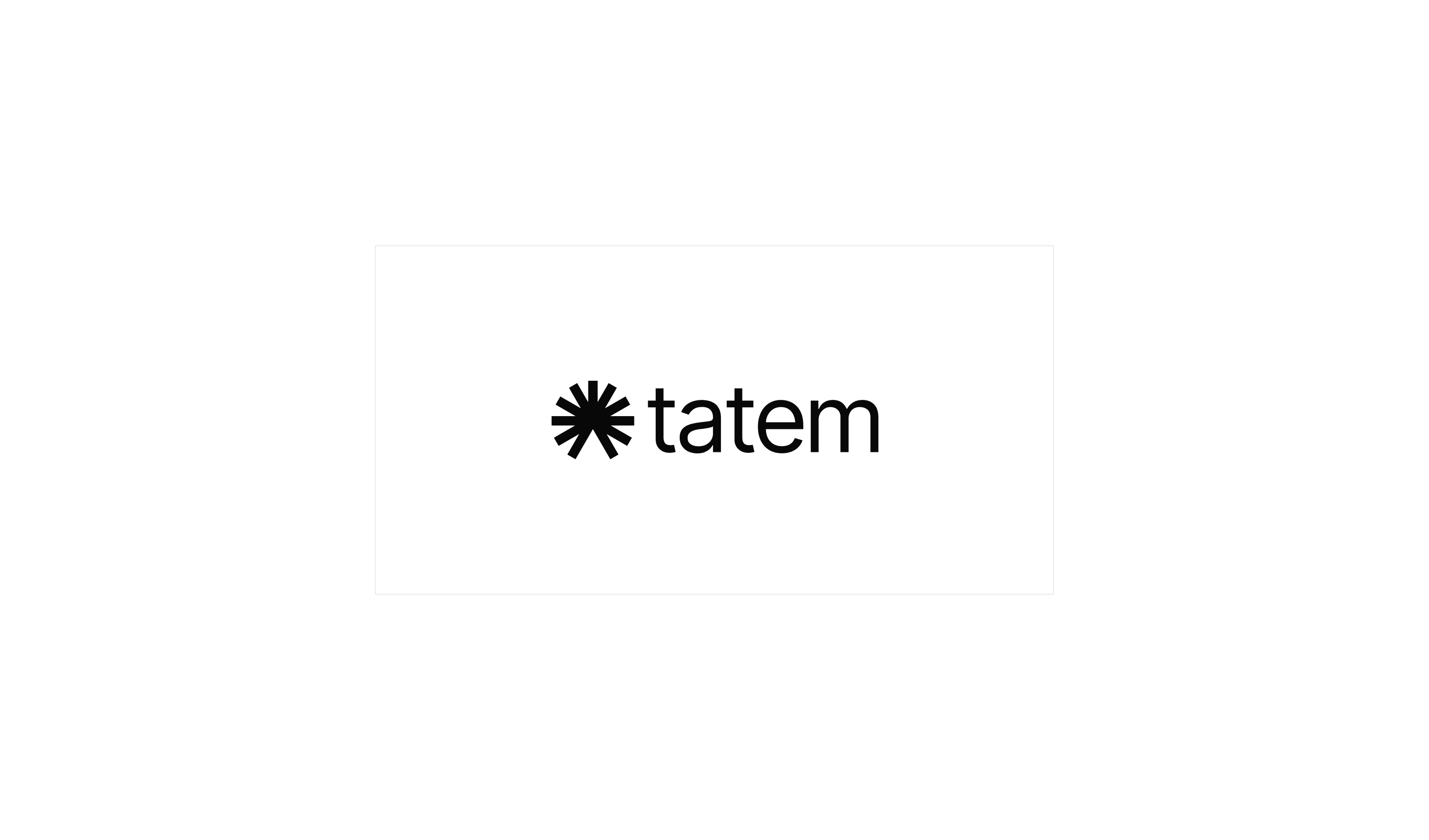 Tatem starburst symbol and wordmark on a white panel
